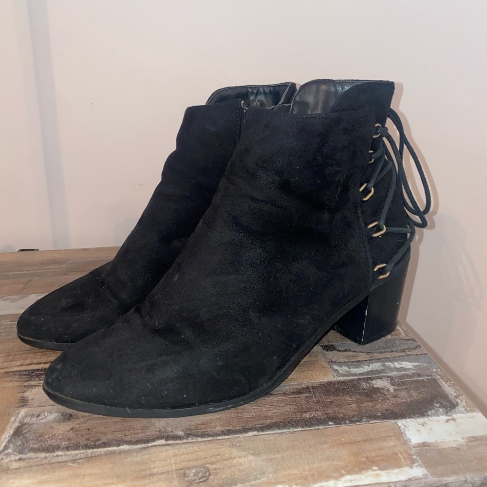 Suede Black Boots w/ Lace Up!